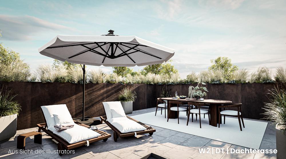 Bild Neubau Häuser Pelargonienweg München: Visualisierung einer Dachterrasse mit Pool