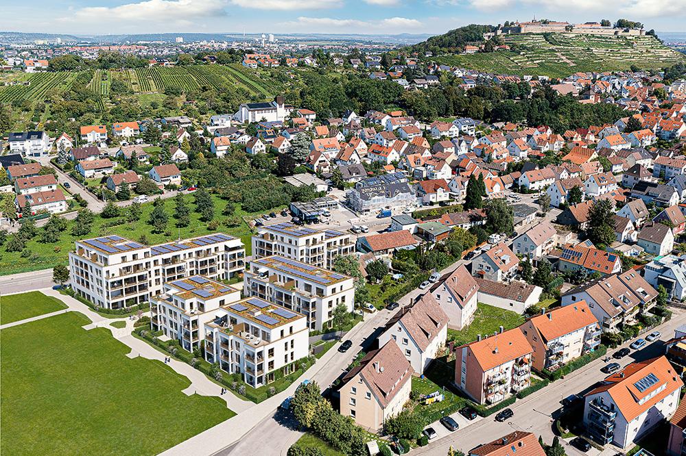 Bild Neubau Eigentumswohnungen Markgröninger Straße Asperg: Vogelperspektive auf Asperg