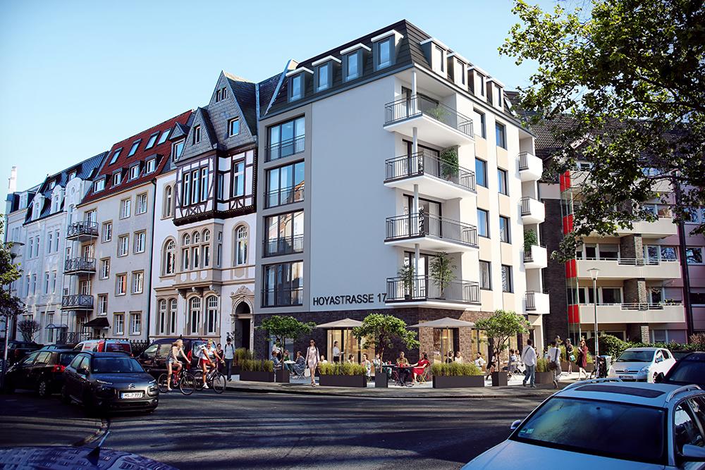 Bild Neubau Eigentumswohnungen Hoyastraße Münster: Bild eines Mehrfamilienhauses