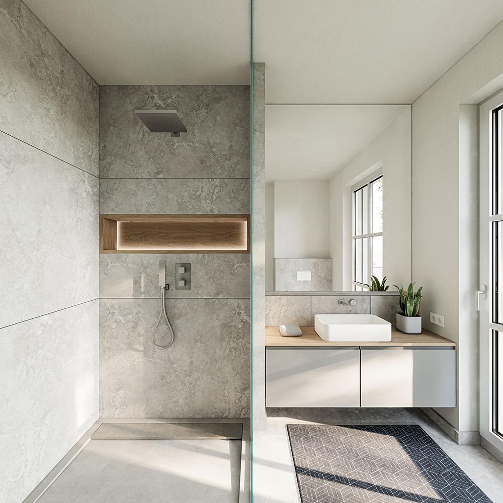 Bild Neubau Eigentumswohnungen Mangfallstraße München: Visualisierung eines modernen Badezimmers