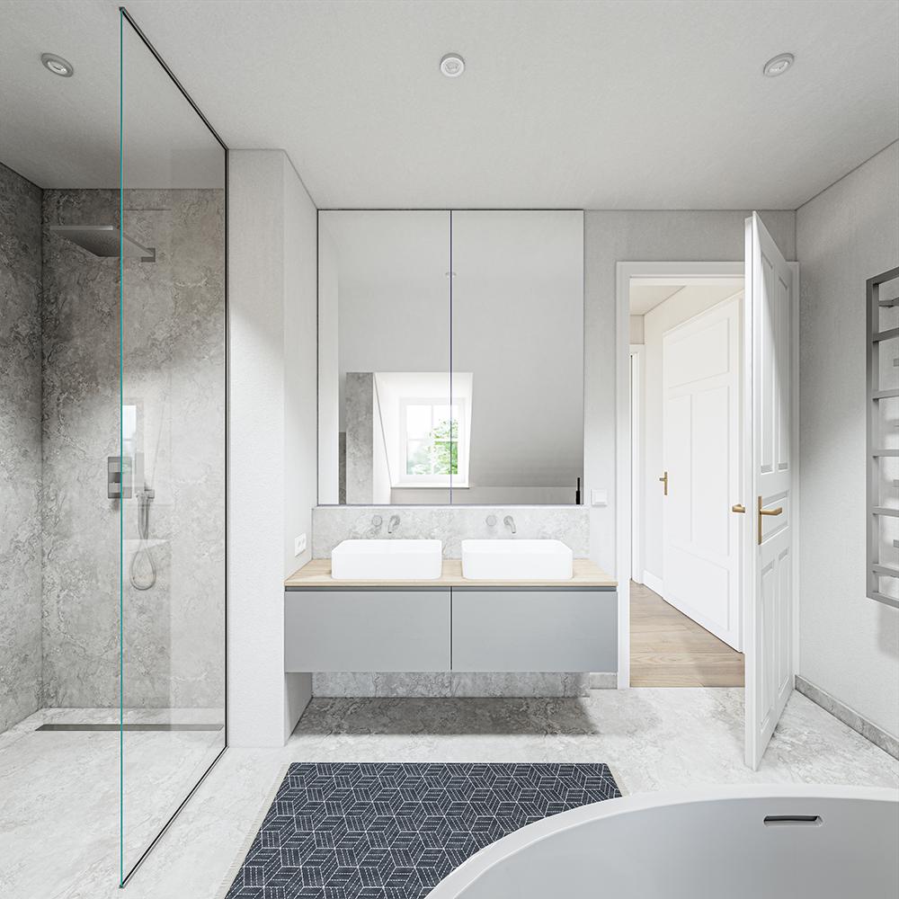 Bild Neubau Eigentumswohnungen Mangfallstraße München: Visualisierung eines modernen Badezimmers