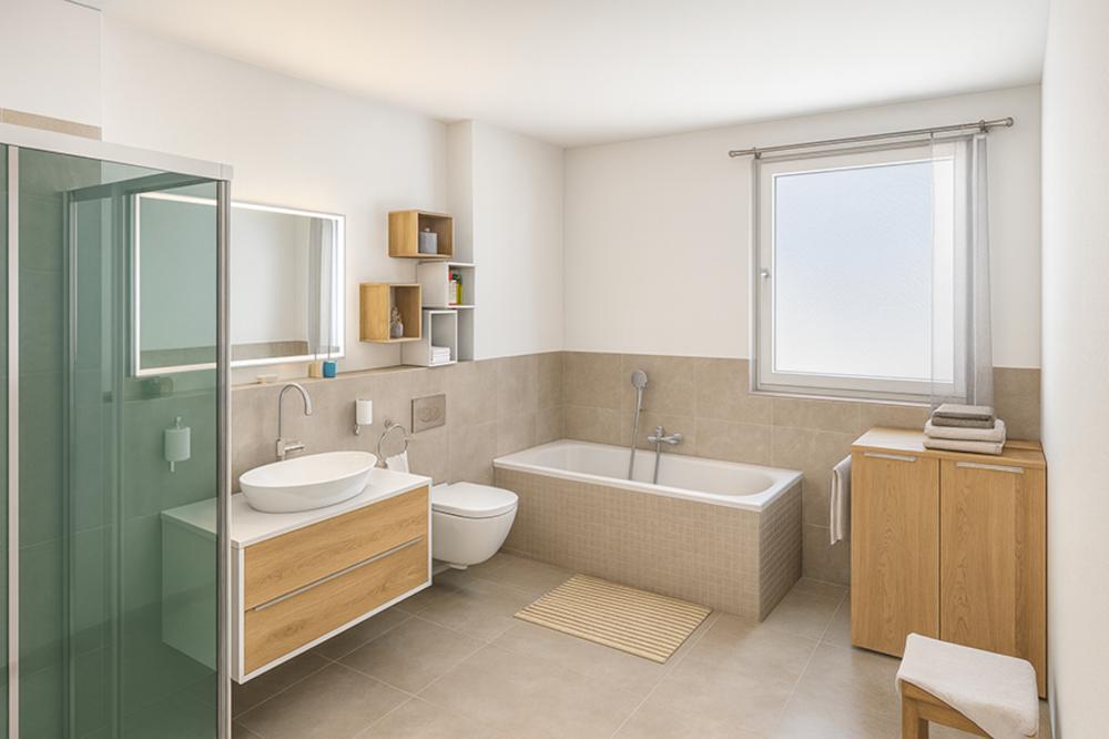 Bild Neubauprojekt Birkfeld, Bergfelde: Visualisierung Townhouse Badezimmer