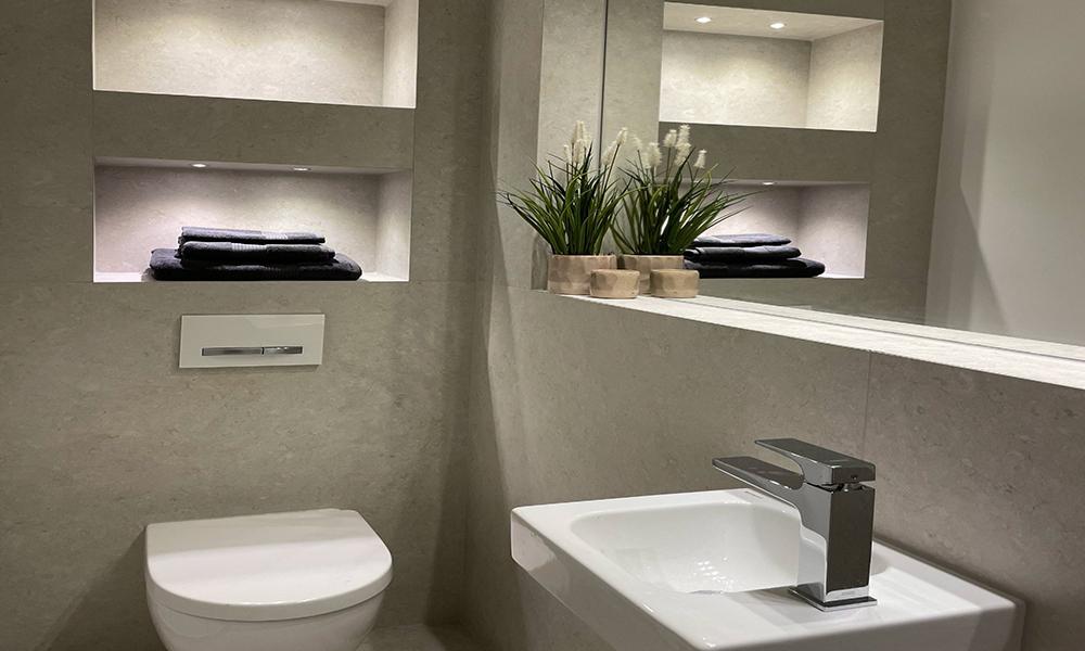 Bild Neubauprojekt  Eigentumswohnungen Bahnstraße Langen in Hessen: Visualisierung eines modernen Badezimmers