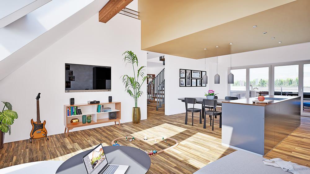 Bild Neubau Eigentumswohnungen und Häuser Leyendeckerstraße Köln: Visualisierung einer Dachgeschosswohnung