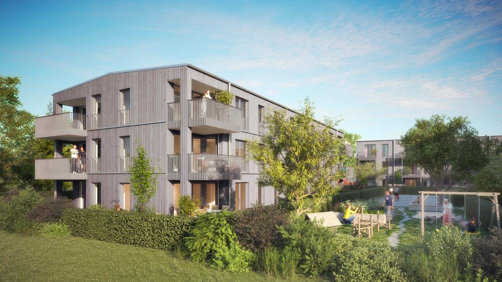 Bild Neubau Eigentumswohnungen Mariabrunner Straße München: Visualisierung eines hellen Wohnzimmers