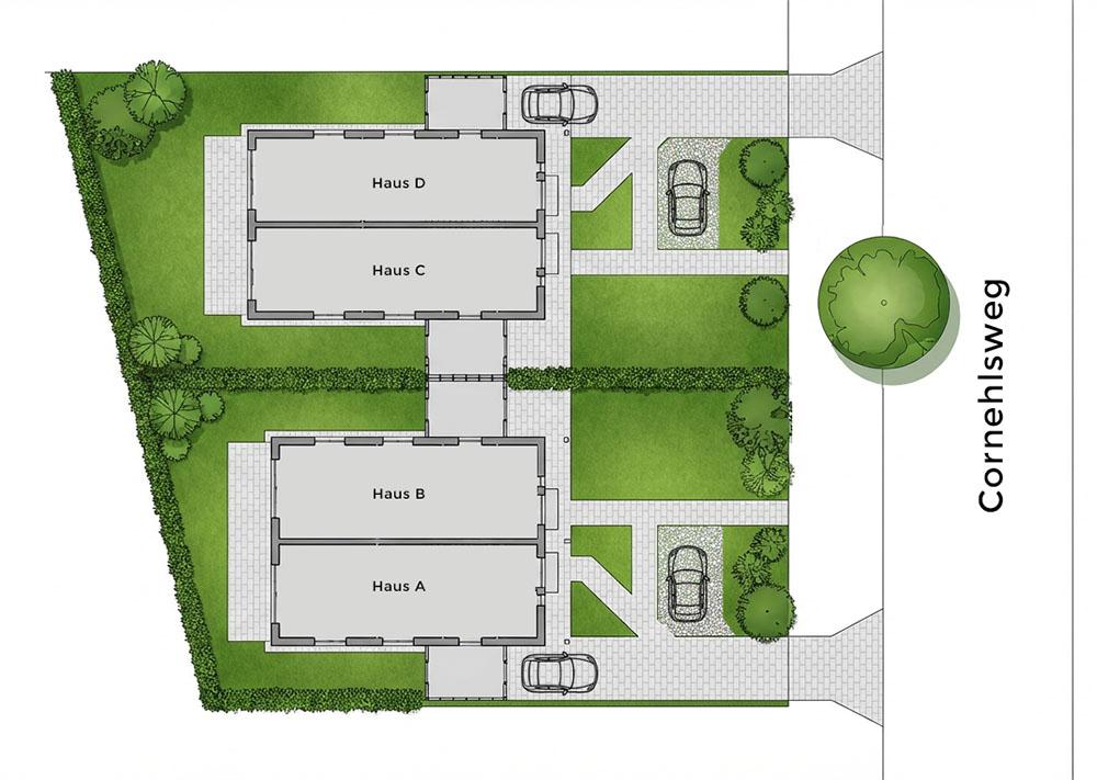 Bild Neubau Häuser Cornehlsweg Hamburg: Lageplan des Neubauprojekts