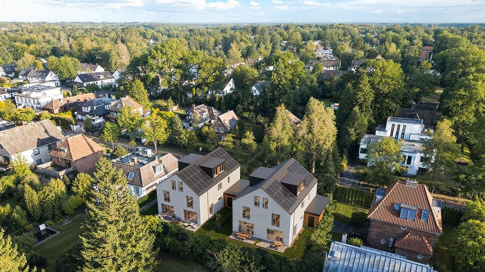 Bild Neubau Häuser Cornehlsweg Hamburg: Vogelperspektive auf das Neubauprojekt