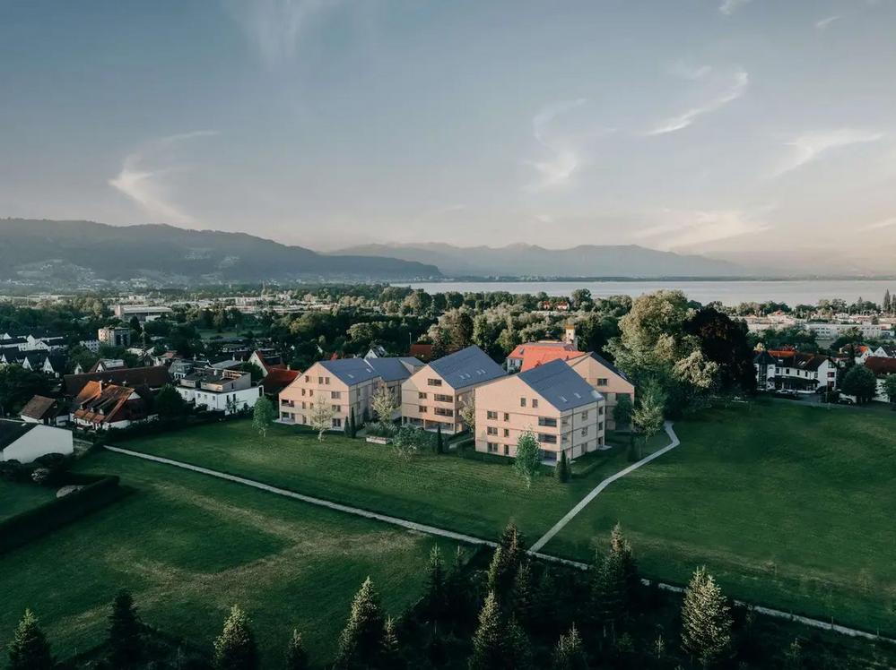 Bild Neubau Eigentumswohnungen Steigstraße Lindau Bodensee: Visualisierung Vogelperspektive auf das Neubauprojekt