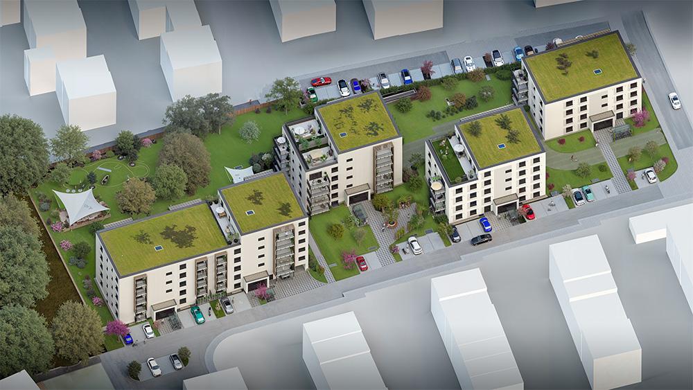 Bild Neubau Eigentumswohnungen Greisslbräustraße Erding: Visualisierung eines Mehrfamilienhauses