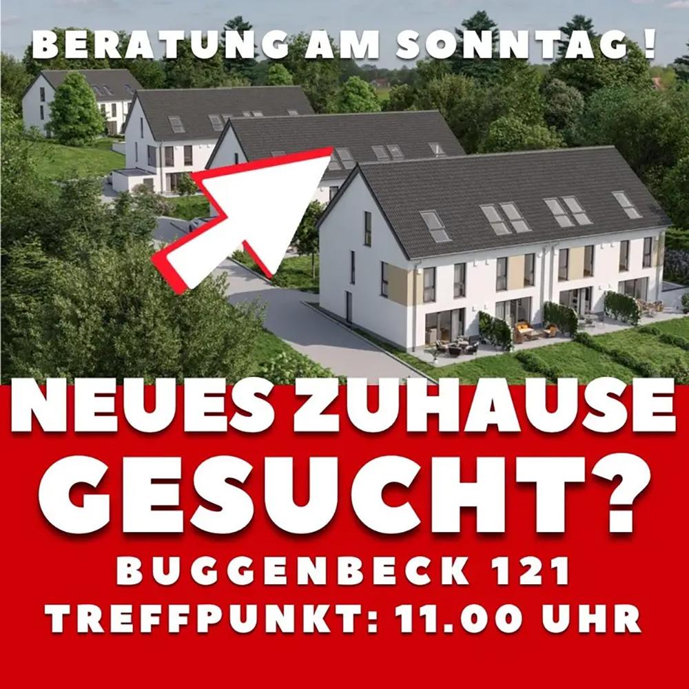 Bild mit Besichtigungsinformationen zum Neubauprojekt