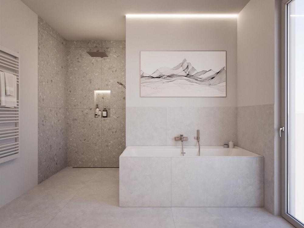 Bild Neubau Eigentumswohnungen Stephanienstraße Freiburg im Breisau: Visualisierung eines modernen Badezimmers