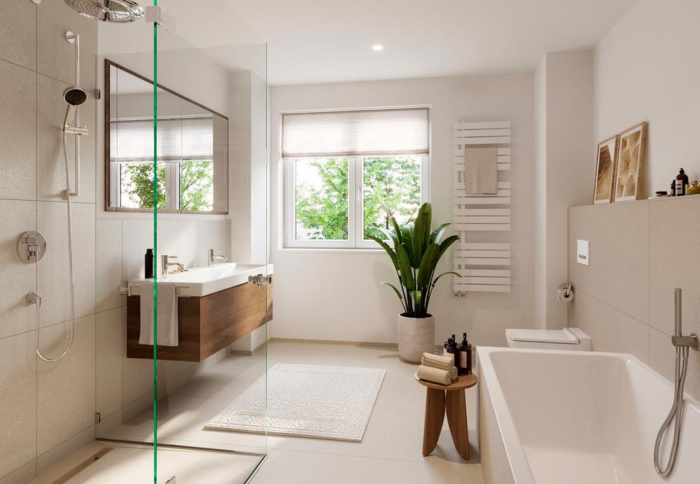 Bild Neubau Eigentumswohnungen Goyastraße München: Bild eines modernen Badezimmers