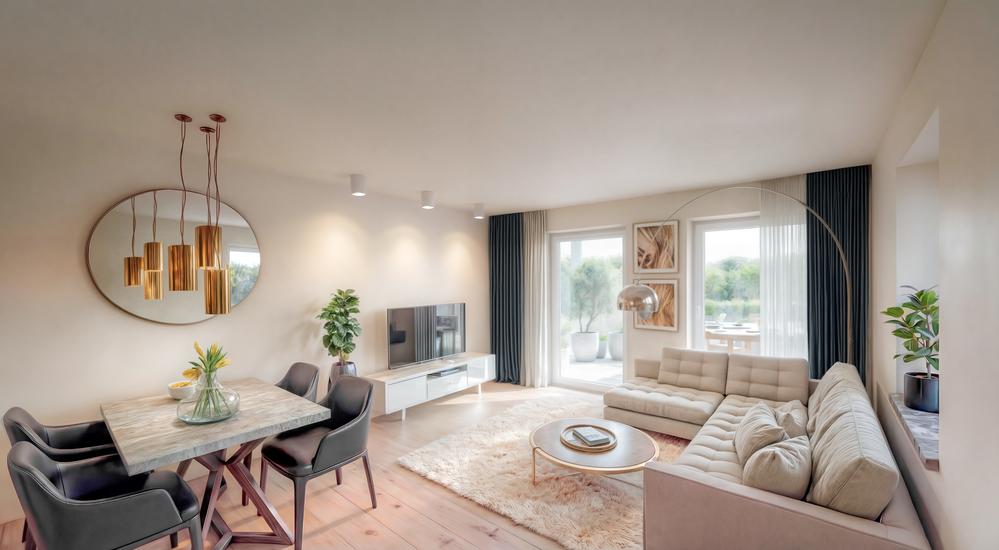 Bild Neubau Eigentumswohnungen An den Weichser Breiten Regensburg: Visualisierung eines Wohnzimmers