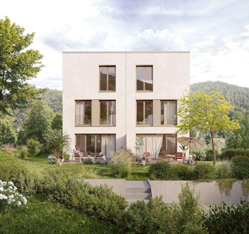 Bild Neubau Doppelhäuser und Reihenhäuser, Viverde Schriesheim: Haus umgeben von viel Grün
