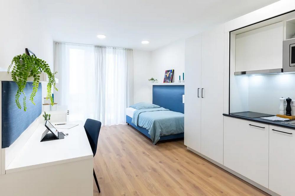 Bild Neubau Apartments Burgerstraße Nürnberg: Visualisierung eines modern möblierten Apartments