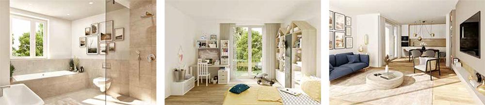 Bild Neubau Eigentumswohnungen Nelkenstraße Renningen: Collage aus verschiedenen Zimmern