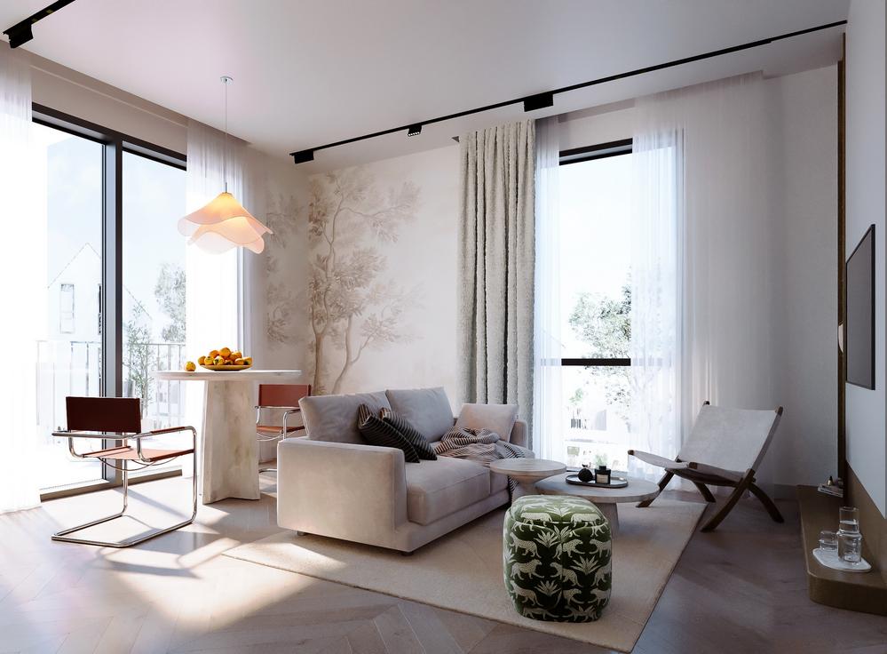 Bild Neubau Eigentumswohnungen Weingartenstraße, Rosbach vor der Höhe: Innenvisualisierung Wohnbereich Etagenwohnung