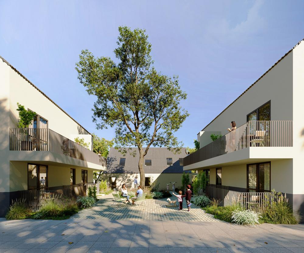 Bild Neubau Eigentumswohnungen Weingartenstraße, Rosbach vor der Höhe: Visualisierung Innenhof