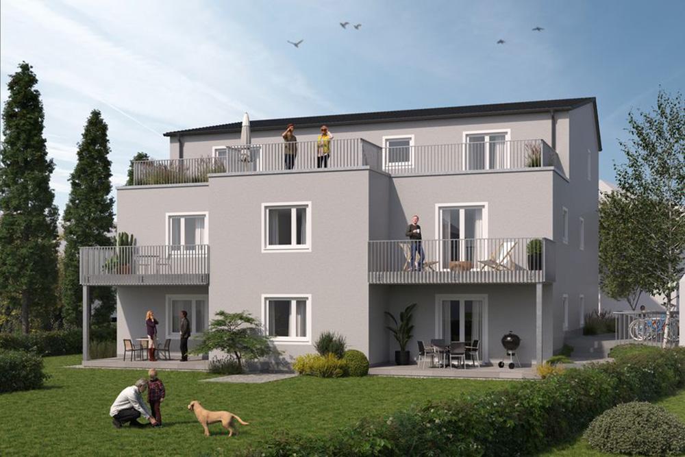 Bild Neubau Eigentumswohnungen Neckarstraße Trebur: Visualisierung eines Mehrfamilienhauses