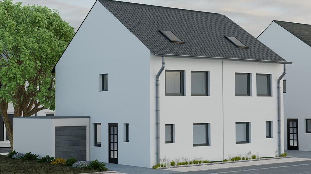 Bild Neubau Häuser Gertrudisplatz Recklinghausen: Visualisierung eines Doppelhauses