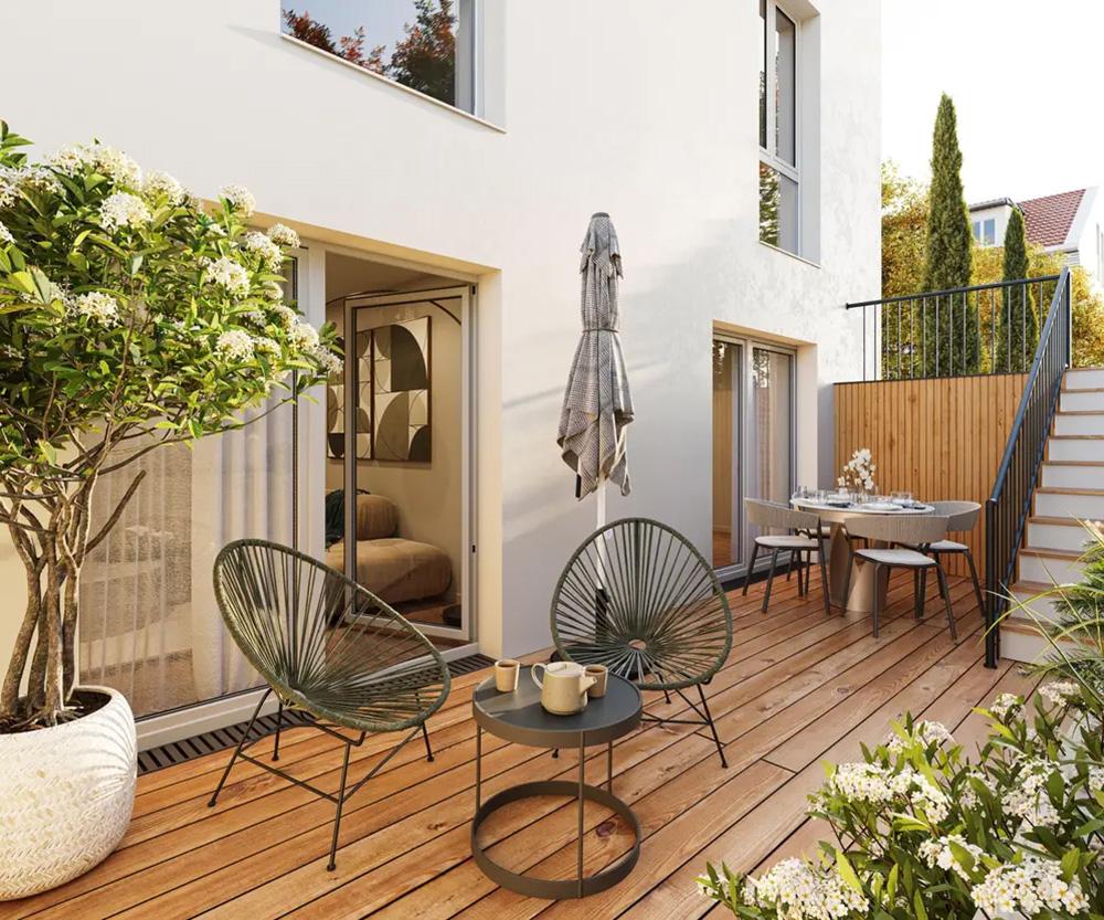 Bild Neubau Eigentumswohnungen Klistostraße Berlin: Visualisierung einer Terrasse