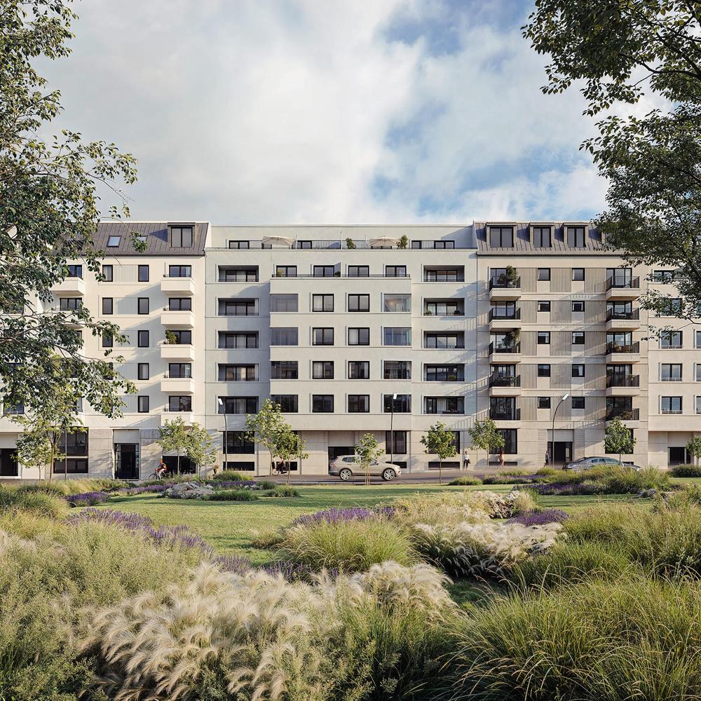 Bild Neubau Eigentumswohnungen, THE AMBIENCE, Berlin: Mehrfamilienhaus in grüner Umgebung