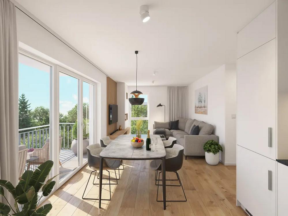 Bild Neubau Eigentumswohnungen Donaustaufer Straße Regensburg: Visualisierung eines modernen Wohnzimmers