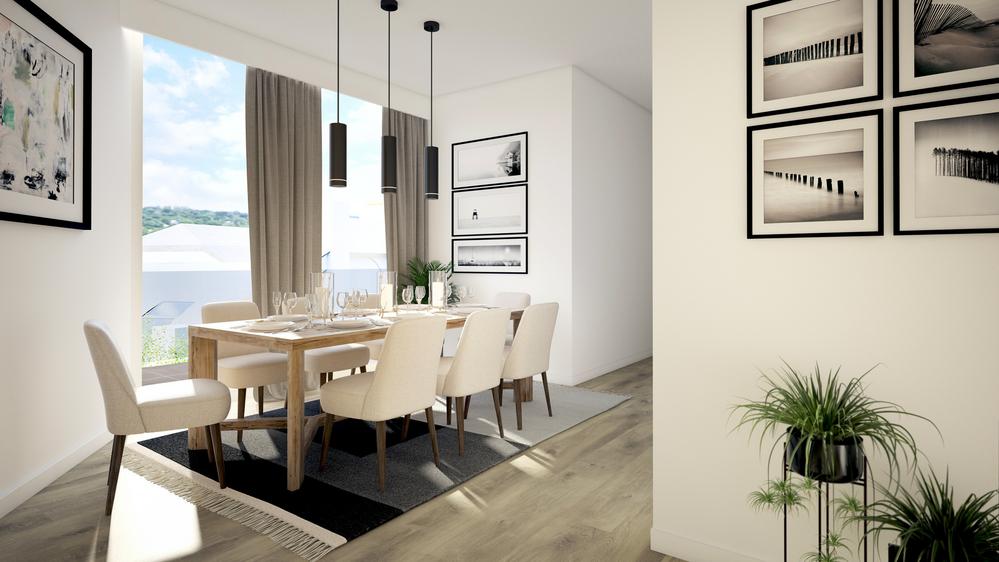 Bild Neubau Eigentumswohnungen Rüggenweg Hattingen: Visualisierung eines hellen Esszimmers