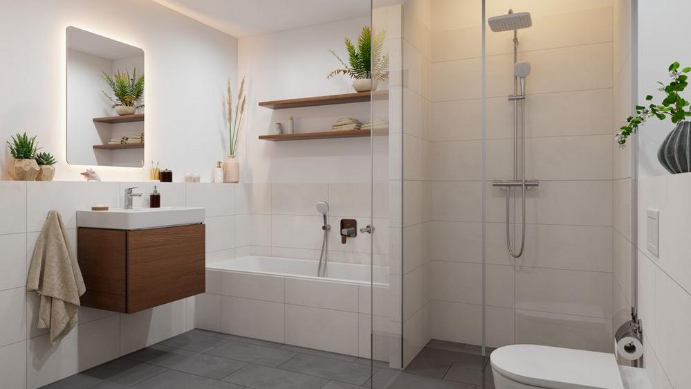 Bild Neubau Eigentumswohnungen Lückstraße Berlin: Visualisierung eines hellen Badezimmers