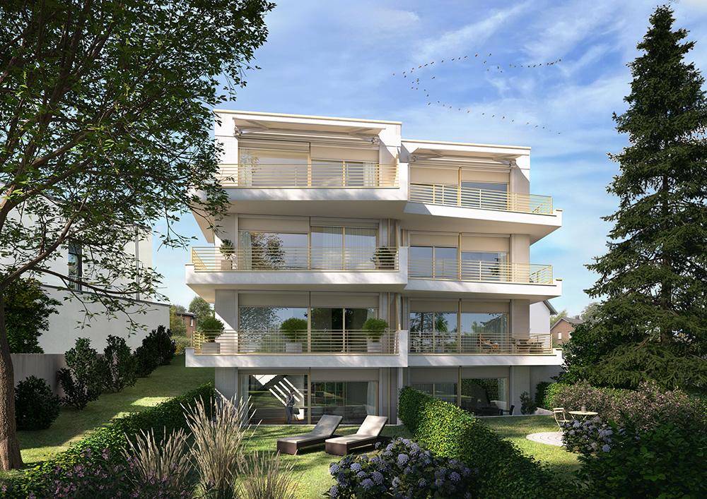 Bild Neubau Eigentumswohnungen Kreuzbergstraße Düssseldorf: Visualisierung eines Mehrfamilienhauses