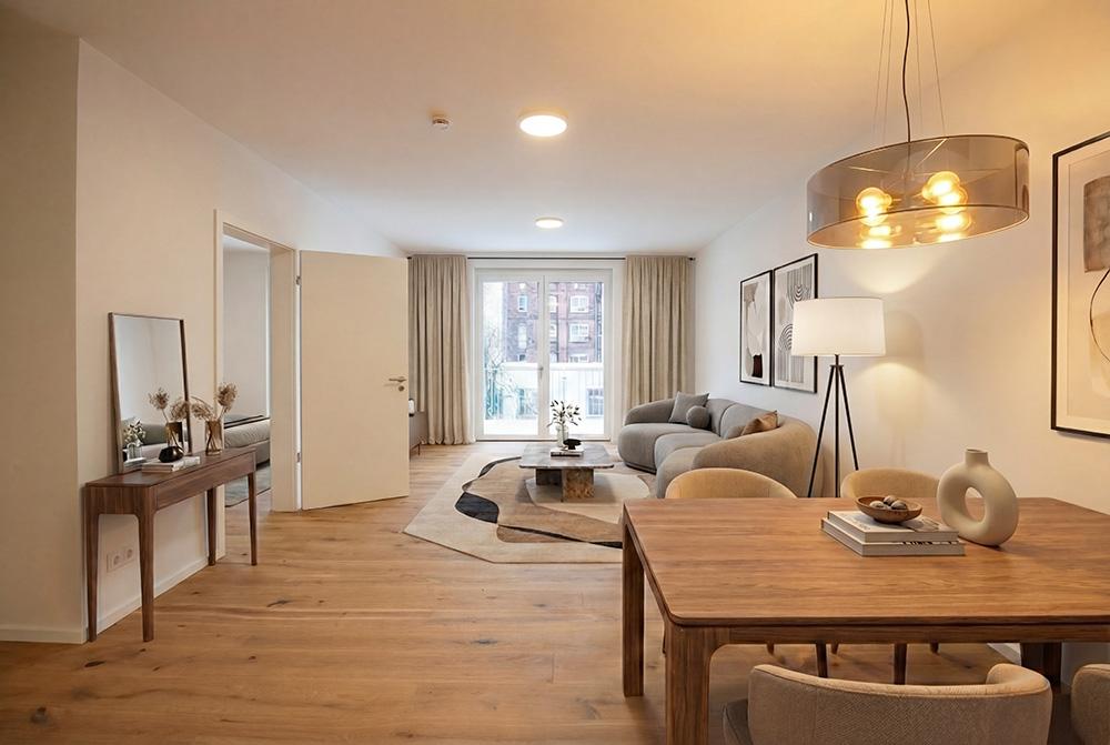 Bild Neubau Eigentumswohnungen Wiener Straße Berlin: Bild eines hellen Esszimmers