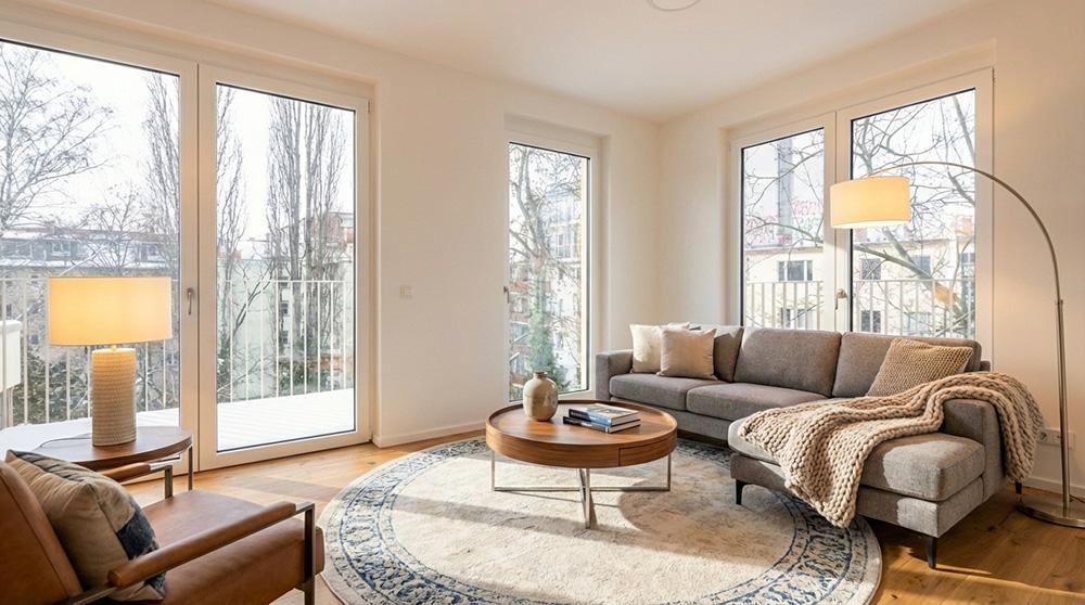 Bild Neubau Eigentumswohnungen Wiener Straße Berlin: Bild eines hellen Wohnzimmers