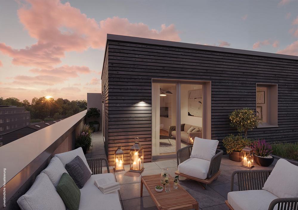 Bild Neubau Eigentmswohnungen BUWOG Havellichter: Visualisierung einer Dachterrasse