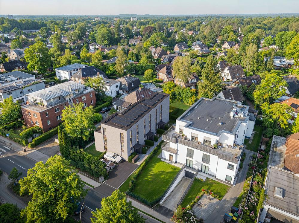 Bild Neubau Reihenhäuser TRIWALD, Hamburg: Vogelperspektive auf das Neubauprojekt