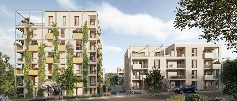 Bild Neubau Eigentumswohnungen Östlich Marbacher Straße Remseck: Visualisierung einer Mehrfamilienhaus-Anlage