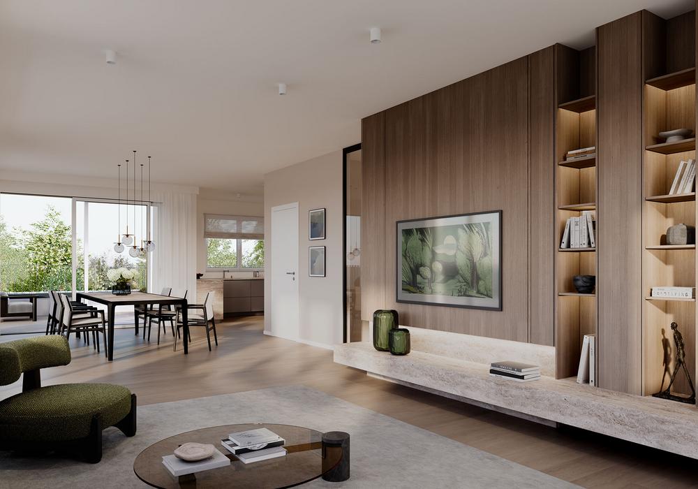 Bilder Neubauprojekt HN5 - Hans-Heiling-Straße 5, München: Wohnbereich mit Esszimmertisch