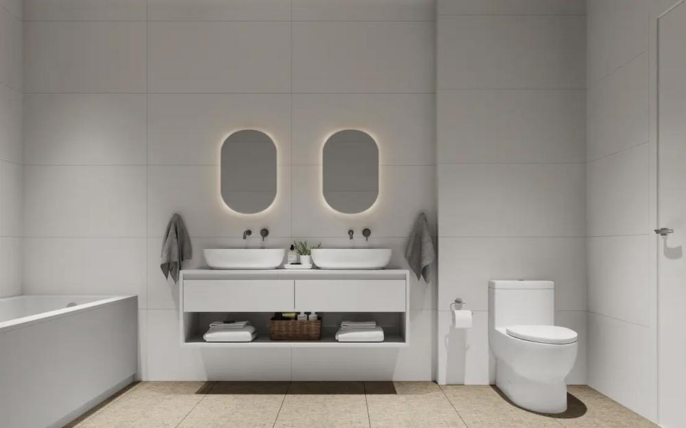 Bild Neubau Eigentumswohnungen Eichlerstraße Augsburg: Visualisierung eines modernen Badezimmers