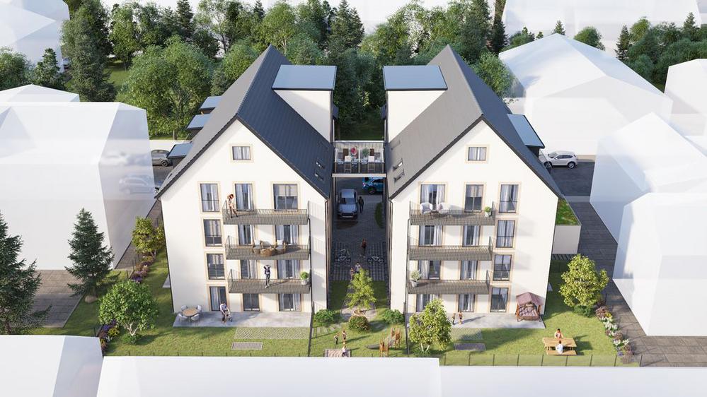 Bild Neubau Eigentumswohnungen Eichlerstraße Augsburg: Visualisierung eines Mehrfamilienhauses