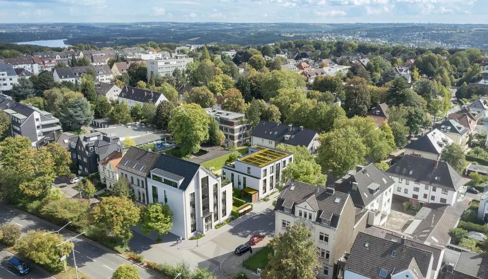 Bild Neubau Eigentumswohnungen Ruschenstraße Essen: Vogelperspektive auf das Neubauprojekt