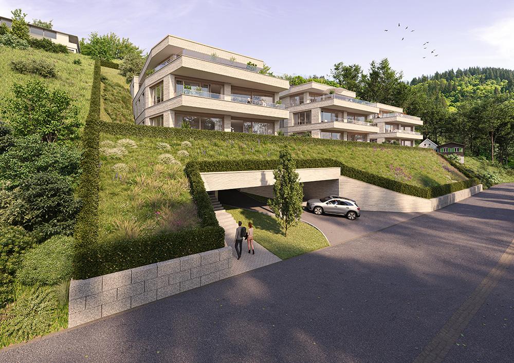 Bild Neubau Eigentumswohnungen Neubauprojekt Tre Zen Freiburg im Breisgau: Visualisierung eines Mehrfamilienhauses