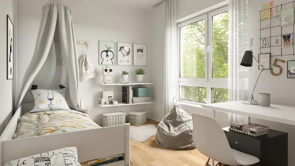 Bild Neubau Eigentumswohnungen Carl-Bender-Straße Wiesbaden: Visualisierung eines hellen Kinderzimmers