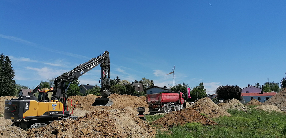 Bild Neubau Häuser  Heuglinstraße München: Bild der Baustelle