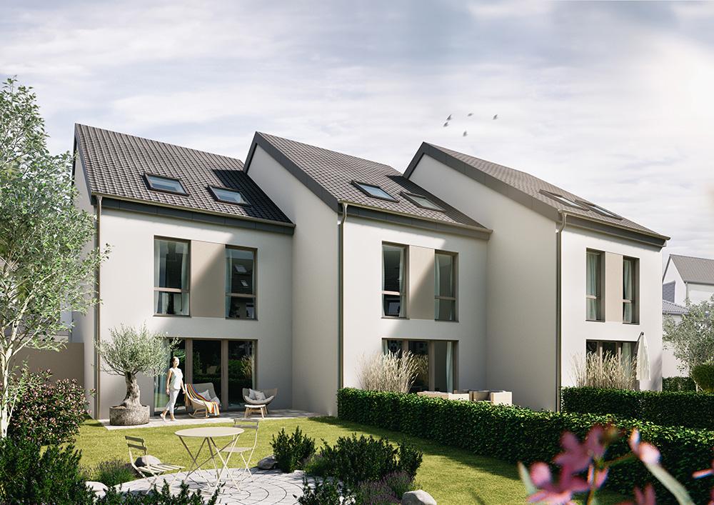 Bild Neubau Häuser Bochumer Landstraße Essen: Visualisierung eines Reihenhauses