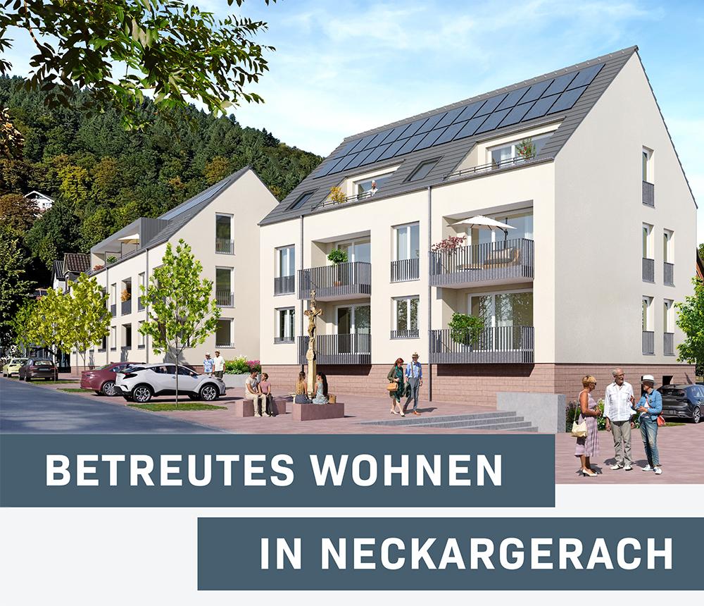 Bild Neubau Seniorenwohnungen Hauptstraße Neckargerach: Visualisierung eines Mehrfamilienhauses mit Projektinfos