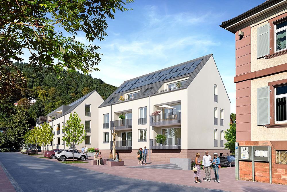 Bild Neubau Seniorenwohnungen Hauptstraße Neckargerach: Visualisierung eines Mehrfamilienhauses