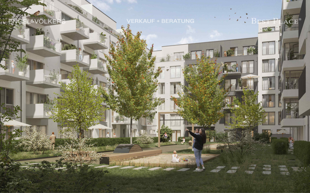 Bild Neubau Eigentumswohnungen Hey C - Hey Charlottenburg Berlin: Visualisierung eines Innenhofs