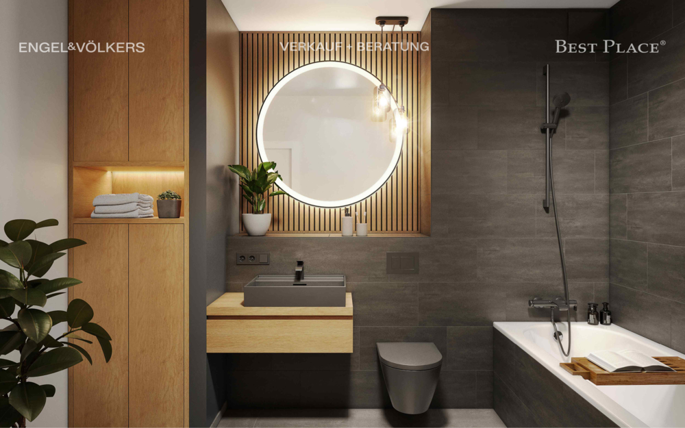 Bild Neubau Eigentumswohnungen Hey C - Hey Charlottenburg Berlin: Visualisierung eines Badezimmers