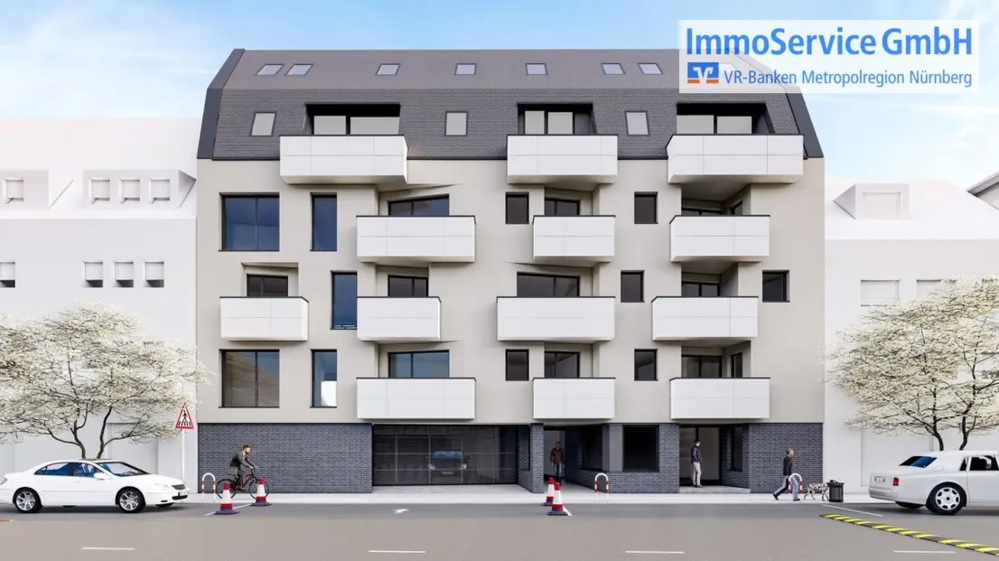 Bild Neubau Eigentumswohnungen Schnieglinger Straße Nürnberg: Straßenansicht eines Mehrfamilienhauses