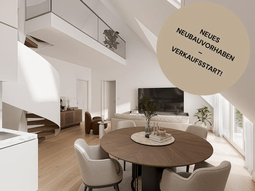 Bild Neubau Eigentumswohnungen Schnieglingerstraße Nürnberg: Visualisierung eines Wohnzimmers mit Vermarktungshinweisen