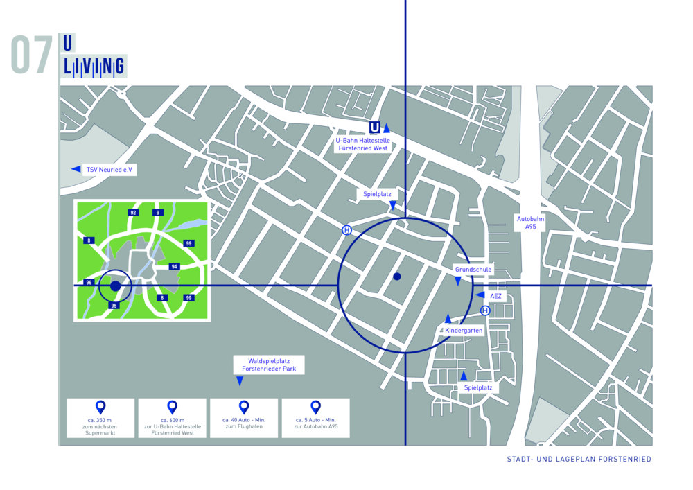Bild Neubau Eigentumswohnungen Unterbrunner Straße München: Lagekarte des Neubauprojekts